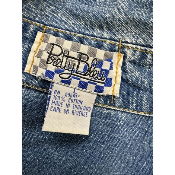 Vintage Pretty Bleu 80's 90's Denim Acid Wash Bedazzled Button Women's top Large - Picture 6 of 6
